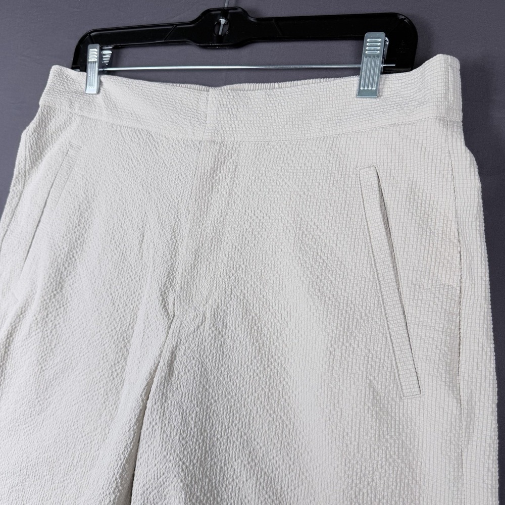 Alfani Men's White Seersucker Polyester Shorts Elastic Waist Slash Pockets